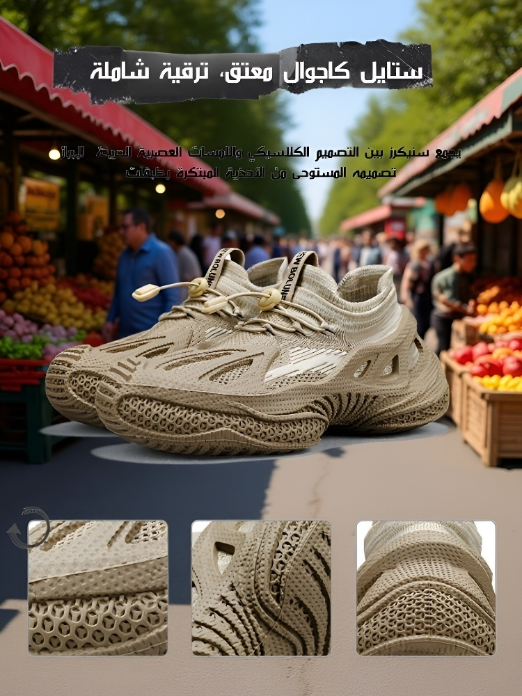 حذاء سنيكرز عصري من قماش شبكي جيد تهوية وبنعل سميك لزيادة الارتفاع سرا
