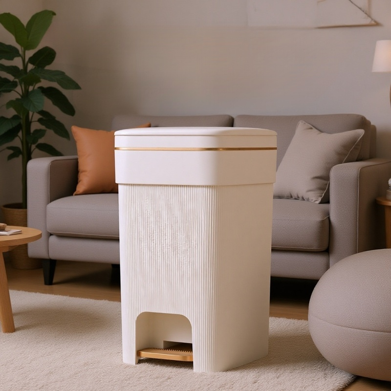 Cubo de basura grande y elegante para el hogar, multifuncional