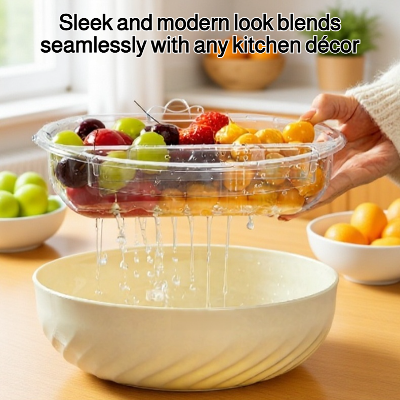 Fruit plate showing integrated draining and holding design