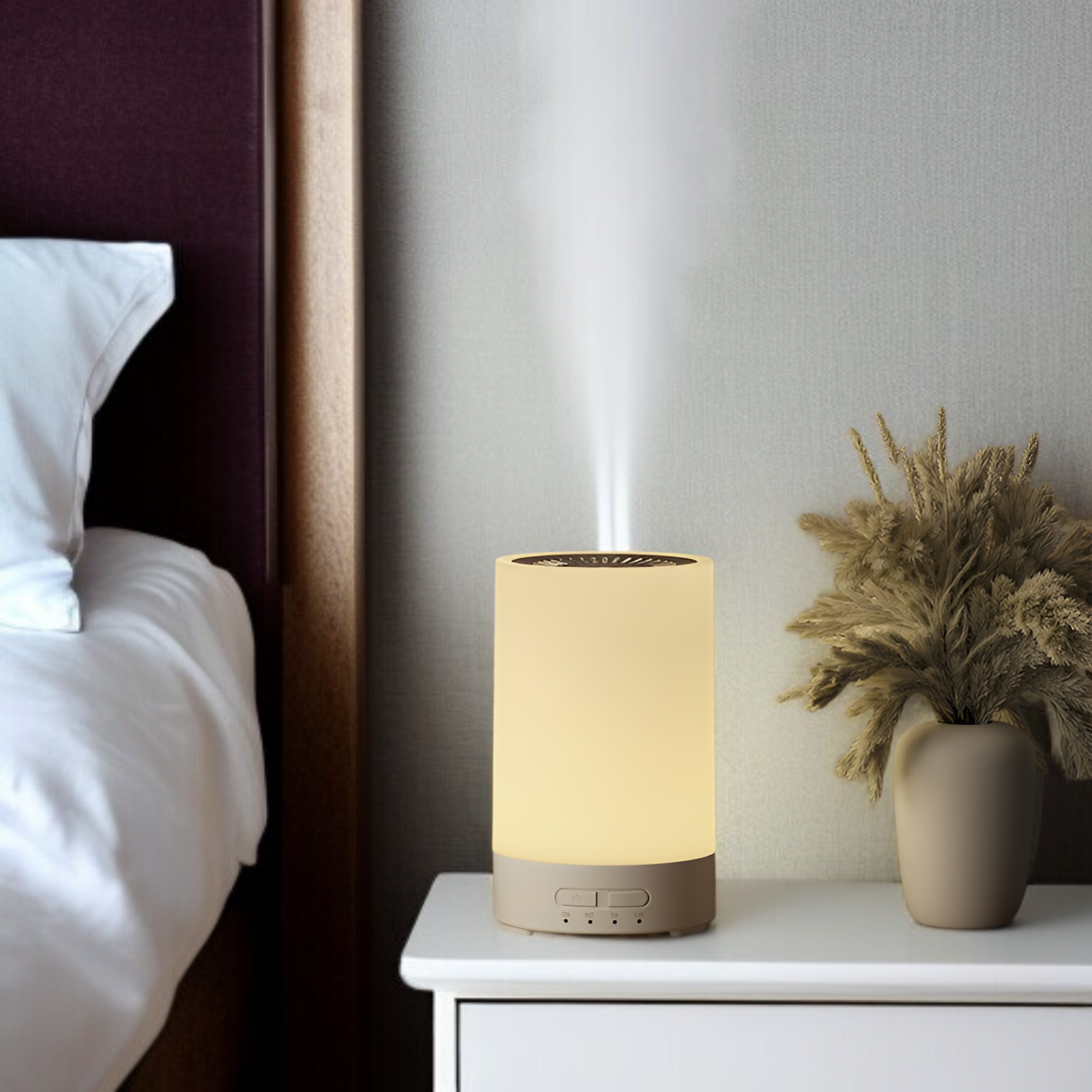 新しいナイトライト加湿器、家庭用USBアロマディフューザー、カラフルな木目調ディフューザー、ミニサイレントベッドルームアロマディフューザー