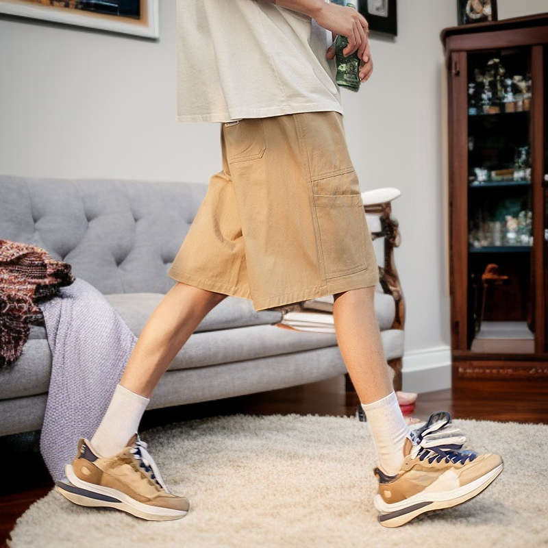 夏用メンズ日本風多ポケットカーゴハーフパンツ