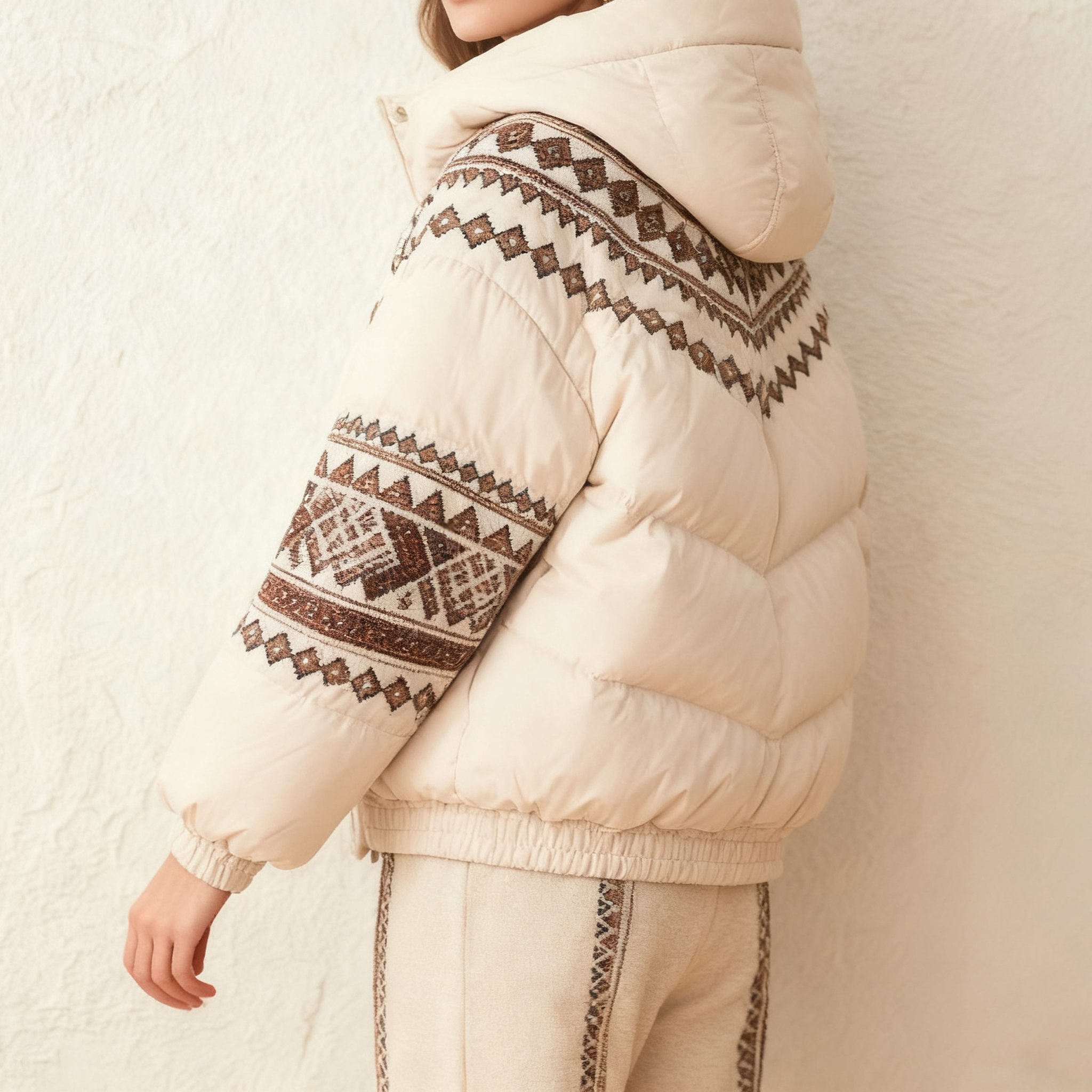 모델이 착용한 심플 코튼 아우터