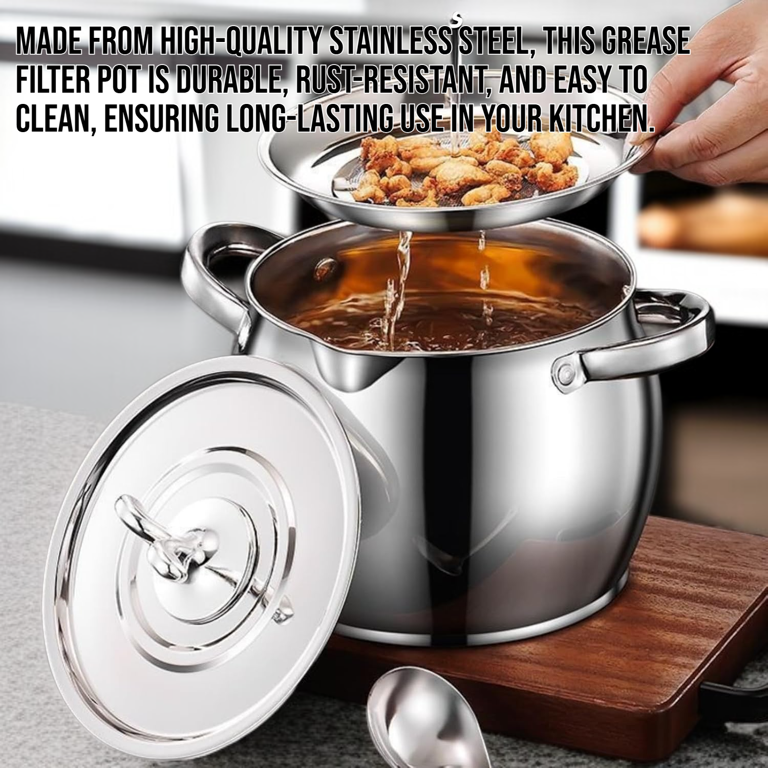 Stainless Steel Grease Filter Pot with Dust Cover