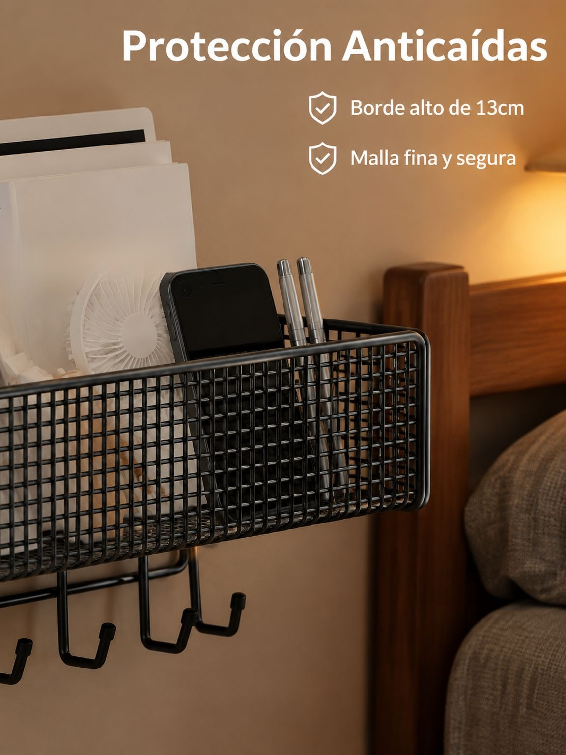 Organizador multifuncional para cabecera de cama