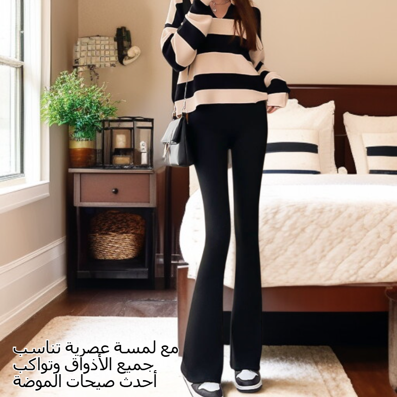  سروال شارك نسائي بخصر مرتفع وقصة ضيقة، تصميم فضفاض للخريف والشتاء