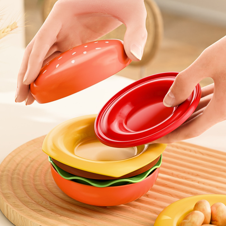 キュートなハンバーガー柄陶器皿＆ボウル＆ソース皿