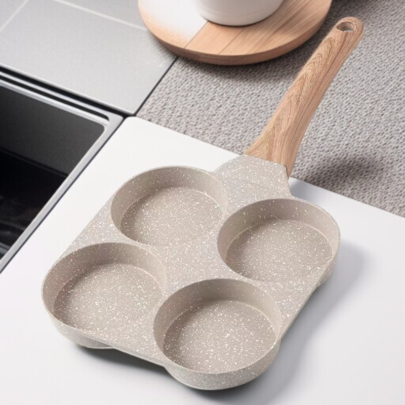 4 穴オムレツパン朝食オムレツアーティファクト家庭用多孔質ミニ小さなフライパンクロスボーダー医療石オムレツノンスティックパン