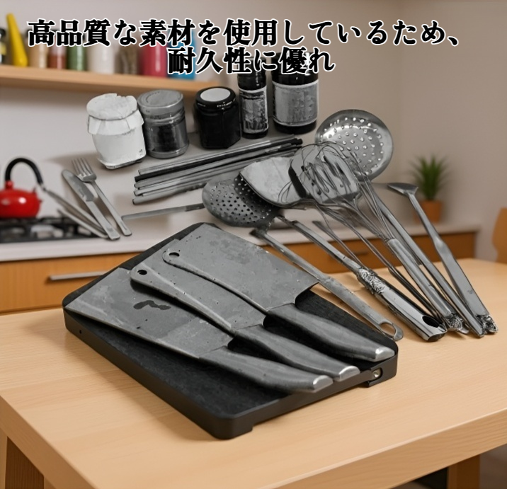 キッチンに設置したスパチュラ収納ラック