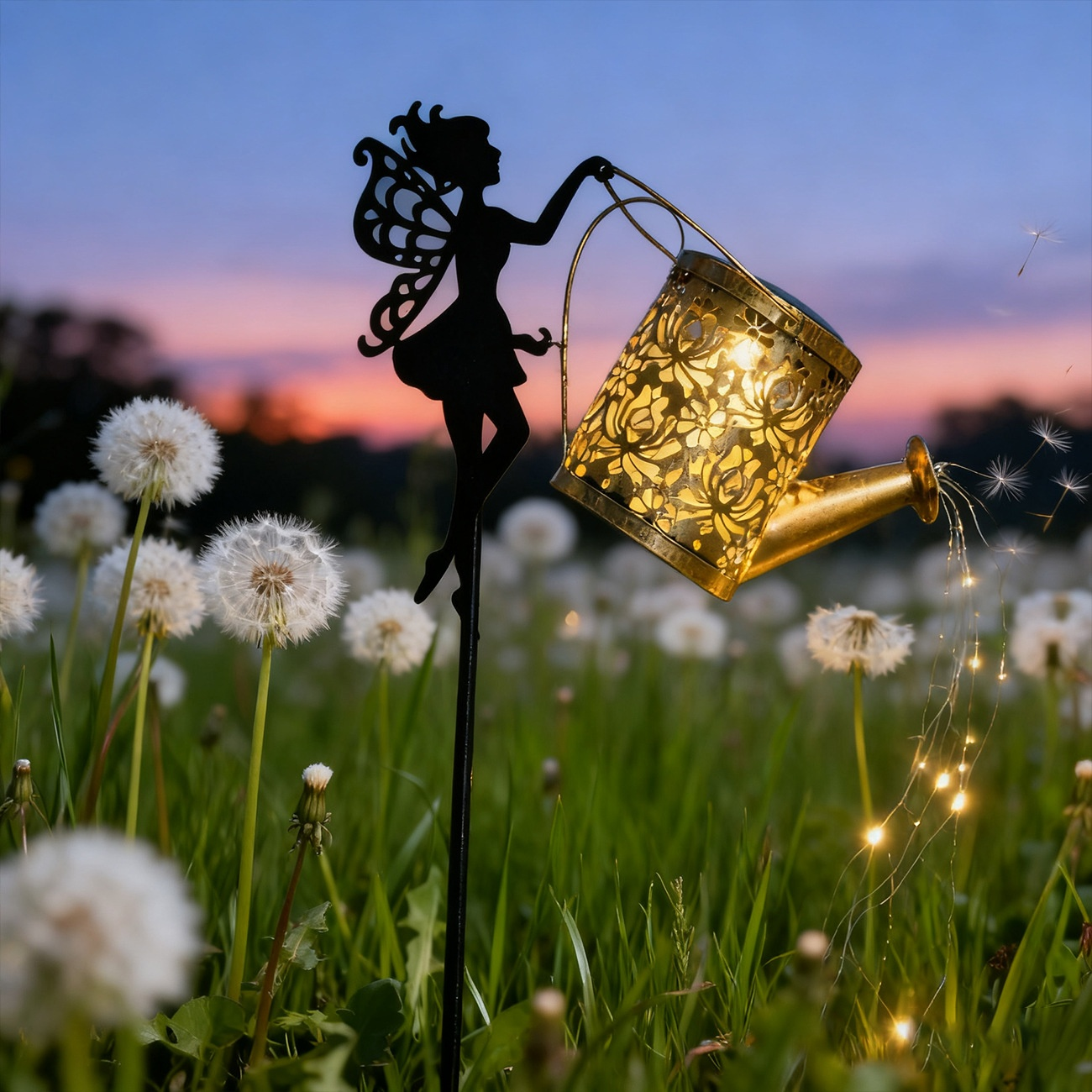 Solar Fairy Watering Can Outdoor Garden Decor Light