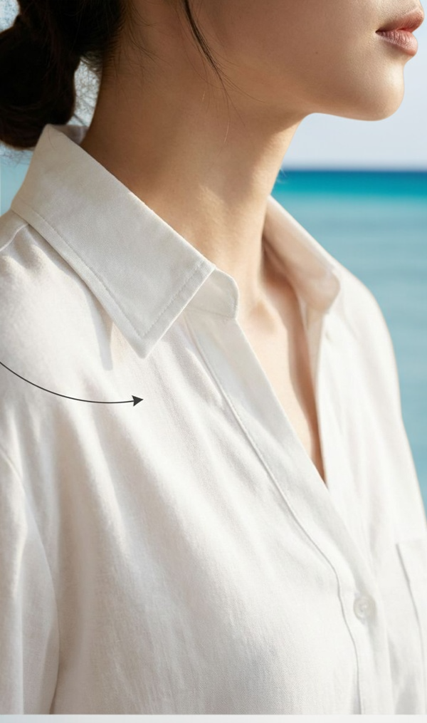 Vネックデザインのシンプルシャツ