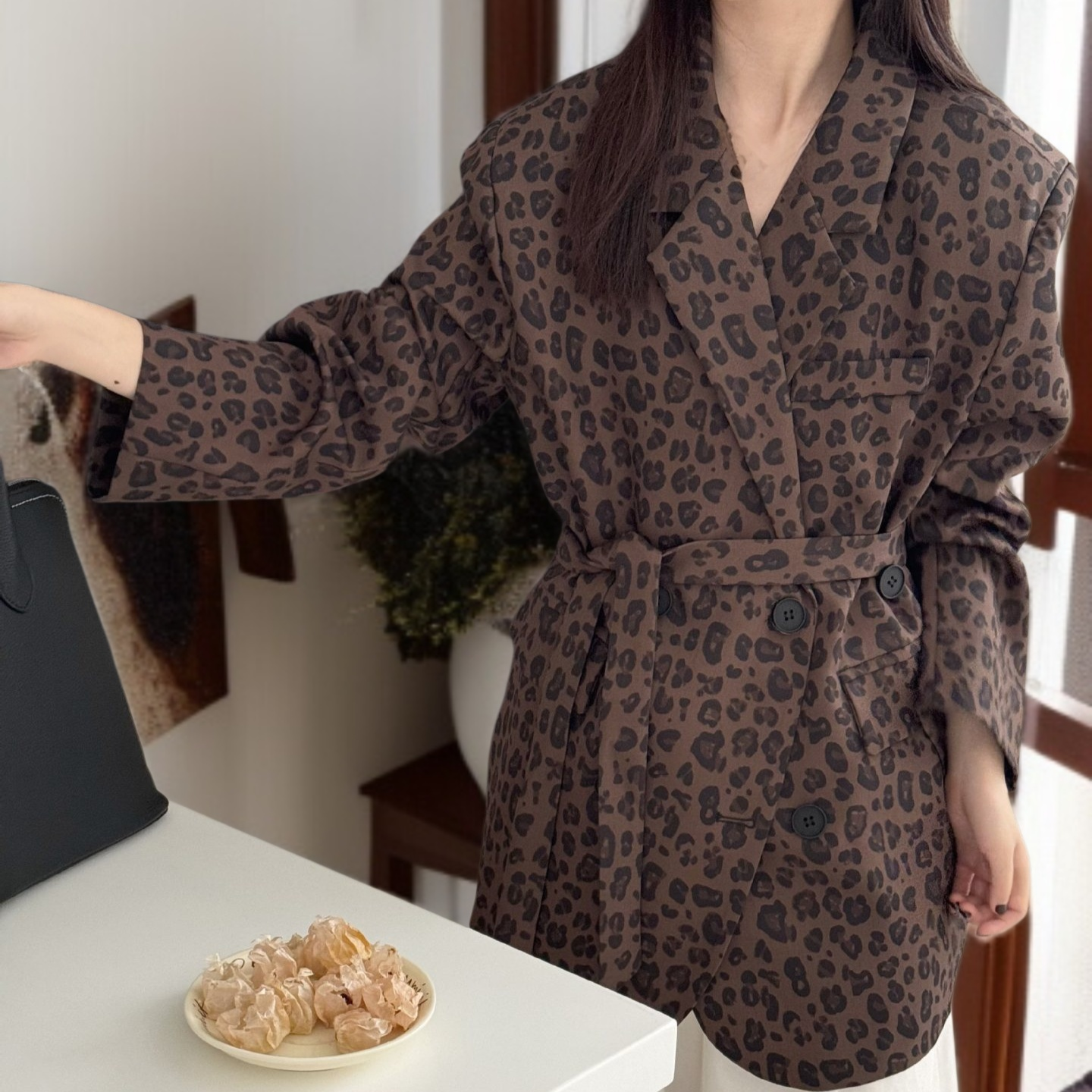 여성 레오파드 양복 외투