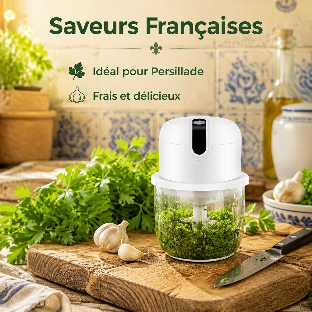 Hachoir manuel avec bol en verre 300 ml