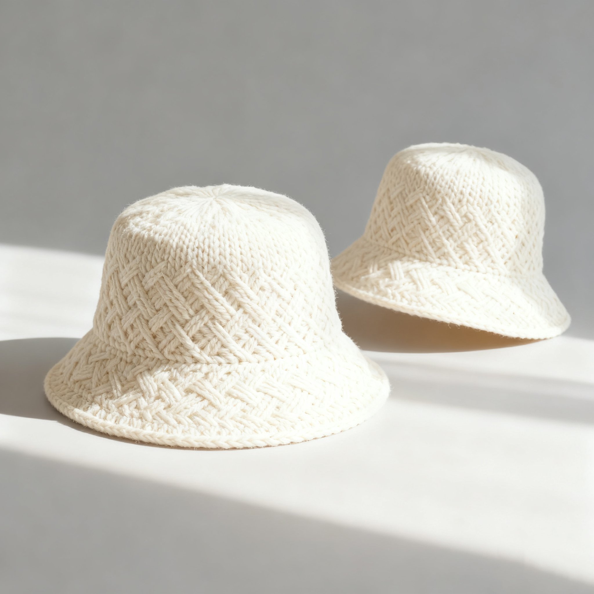 10개 세트로 구성된 미백색 버킷햇