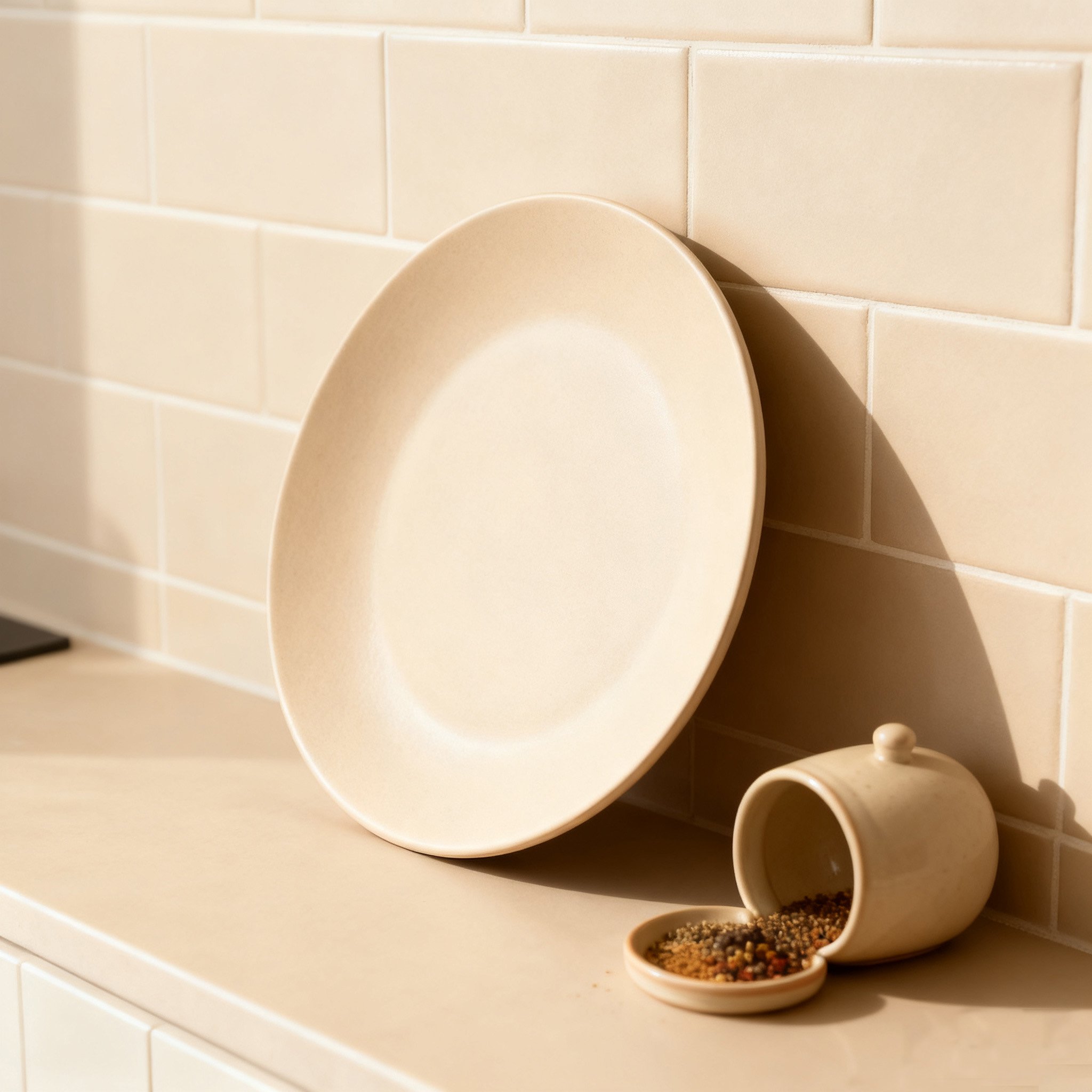 Drei Khaki-Platten nebeneinander arrangiert