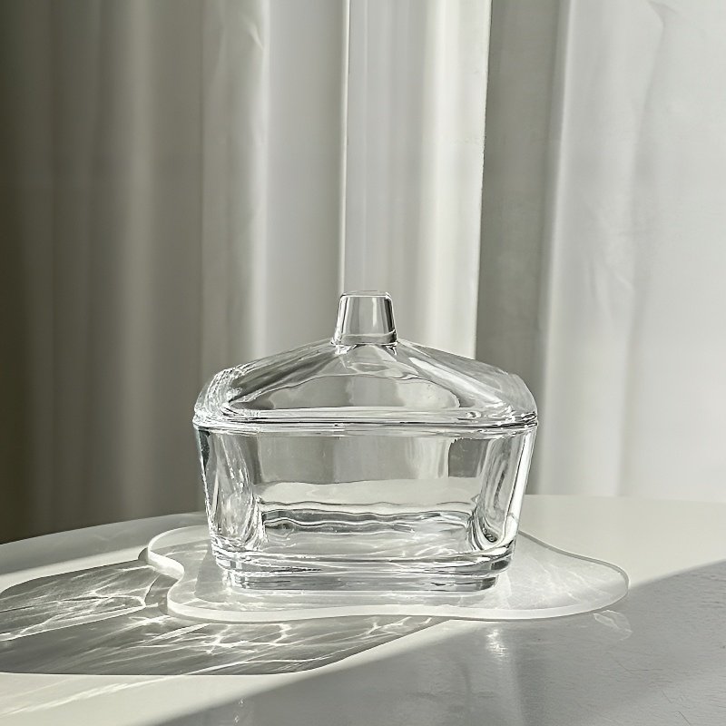 家庭用小型四角ガラスシリアルボウル デザート・フルーツボウル