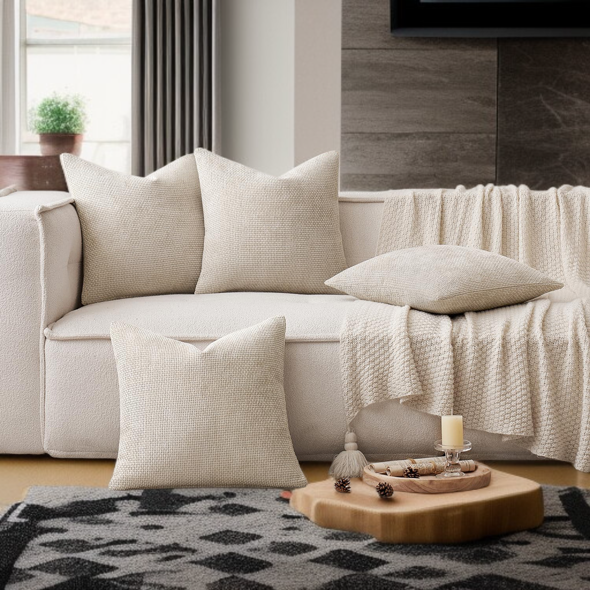 粗針雪尼爾抱枕套