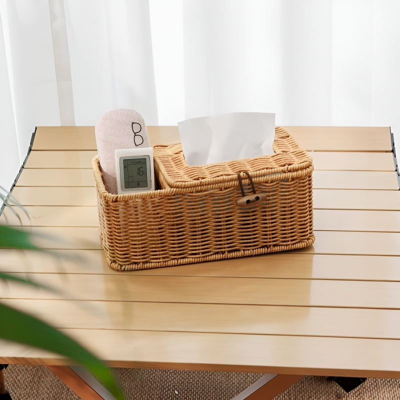 라탄 느낌 다기능 티슈케이스 거실 식당 테이블 수납함