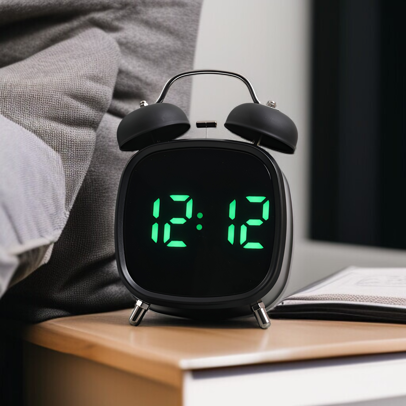 Creative high volume metal strong bell clock LED clock difficult to get up multifunctional clock