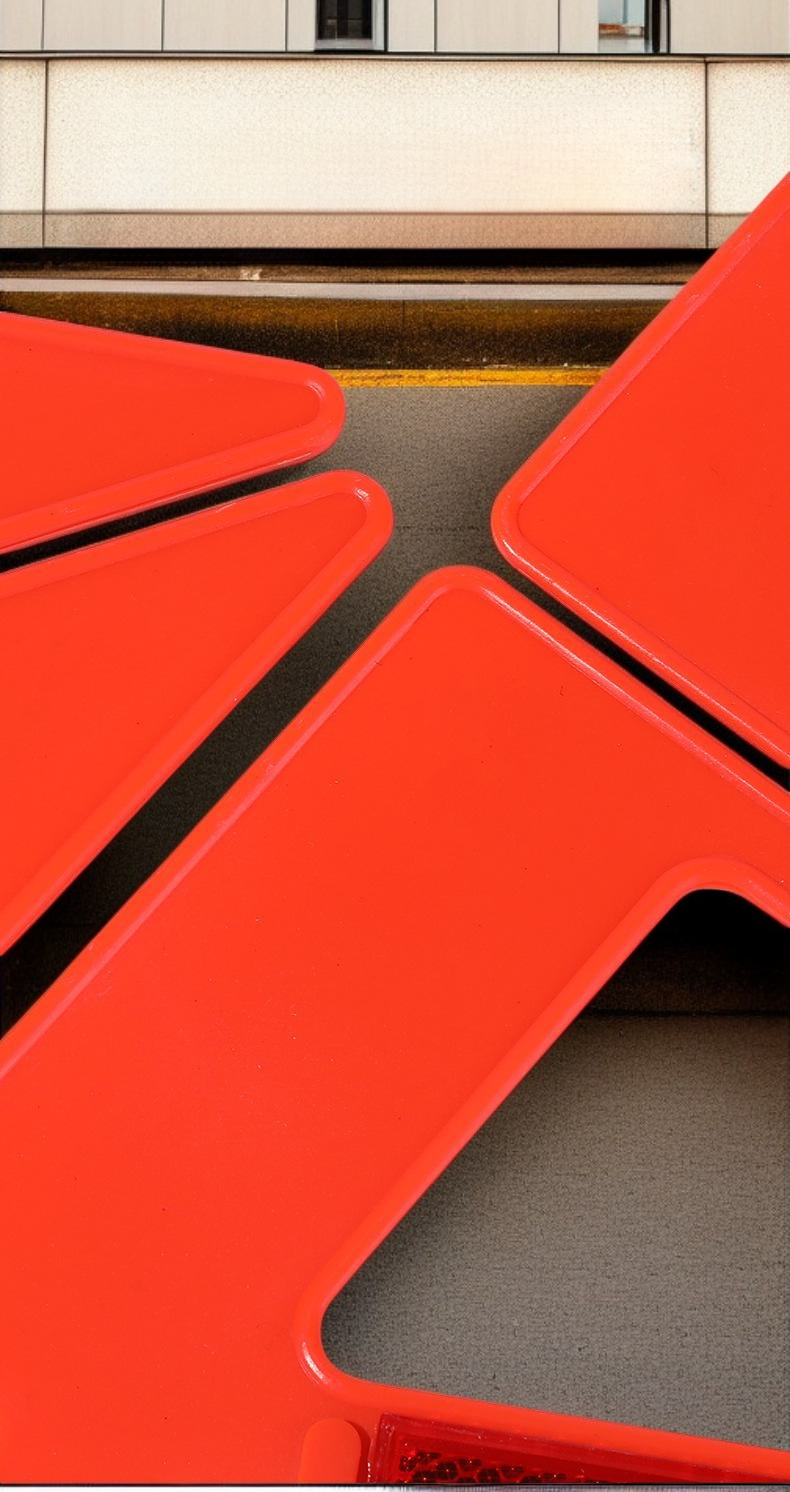 High visibility tripod safety sign in use