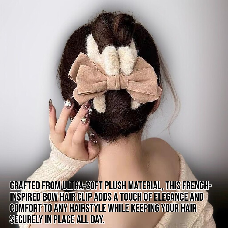 French plush bow hair clip