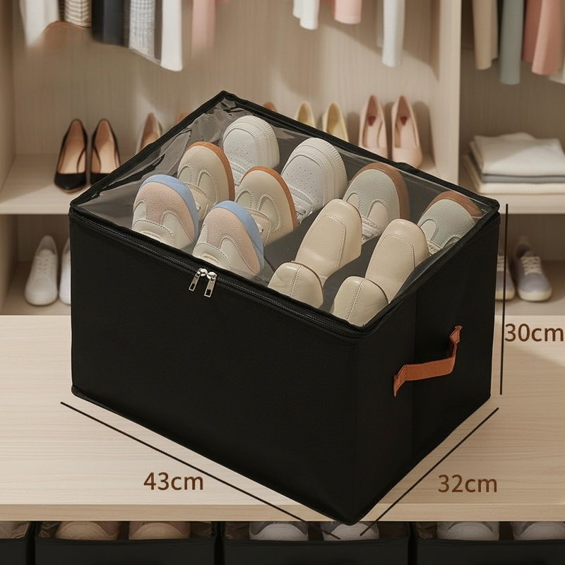 접이식 방진 방습 칸막이 패브릭 신발 수납 뚜껑 포함 잡동사니 정리함