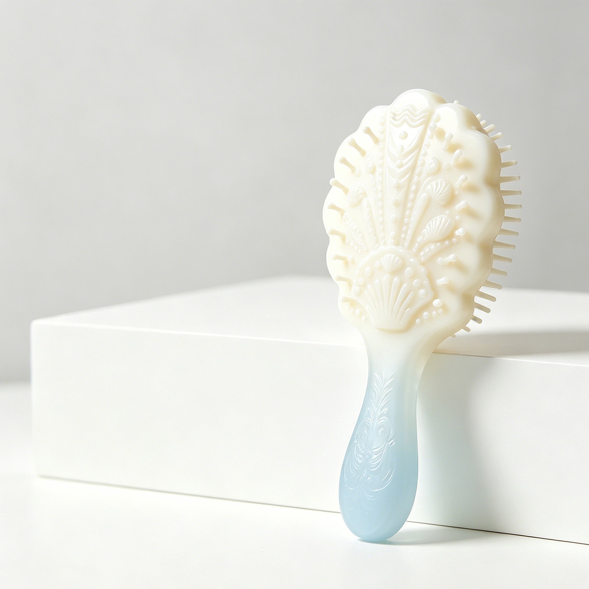 Peigne à cheveux droit orné de coquillages