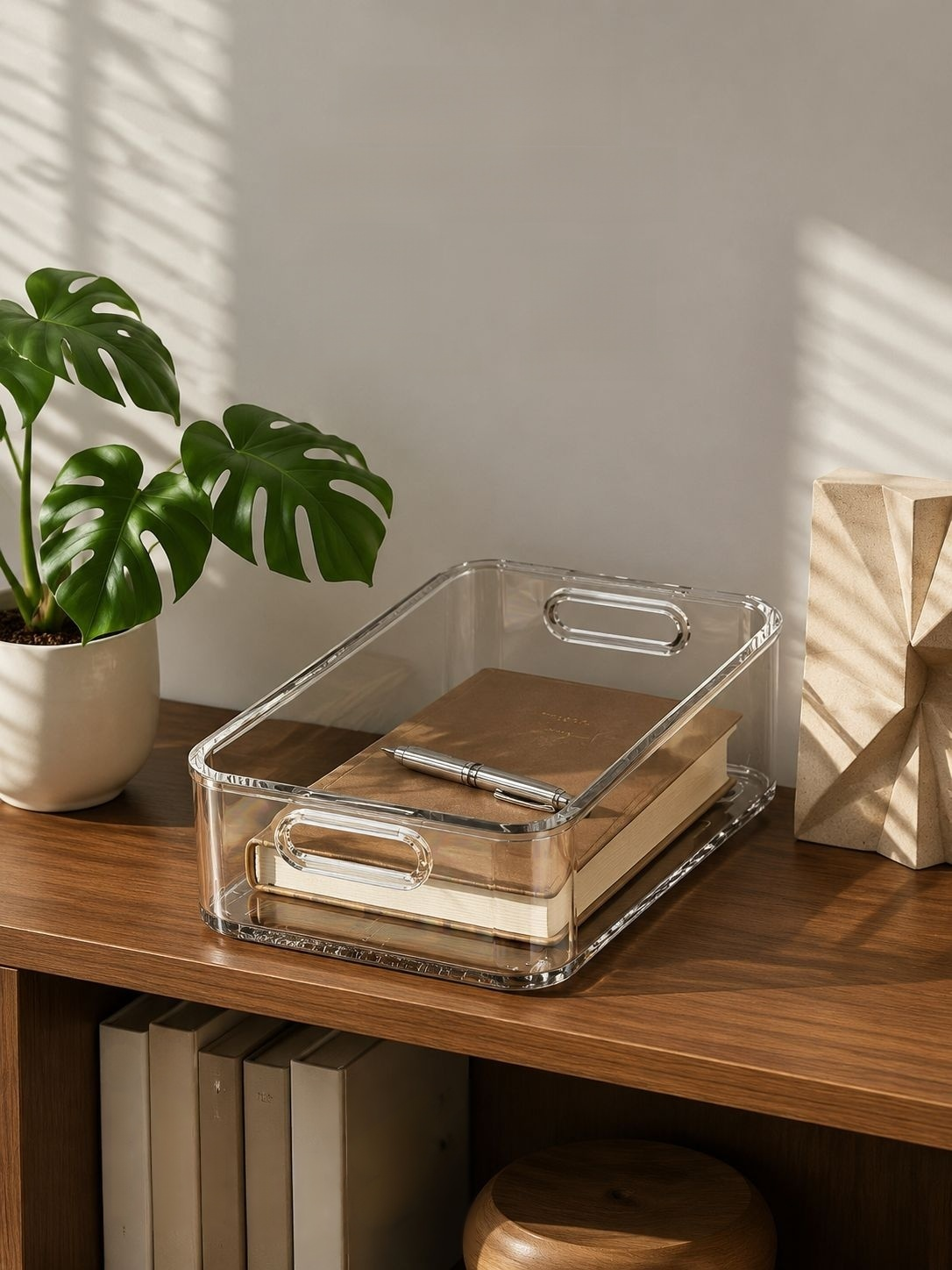 Caja organizadora de acrílico mediana para escritorio
