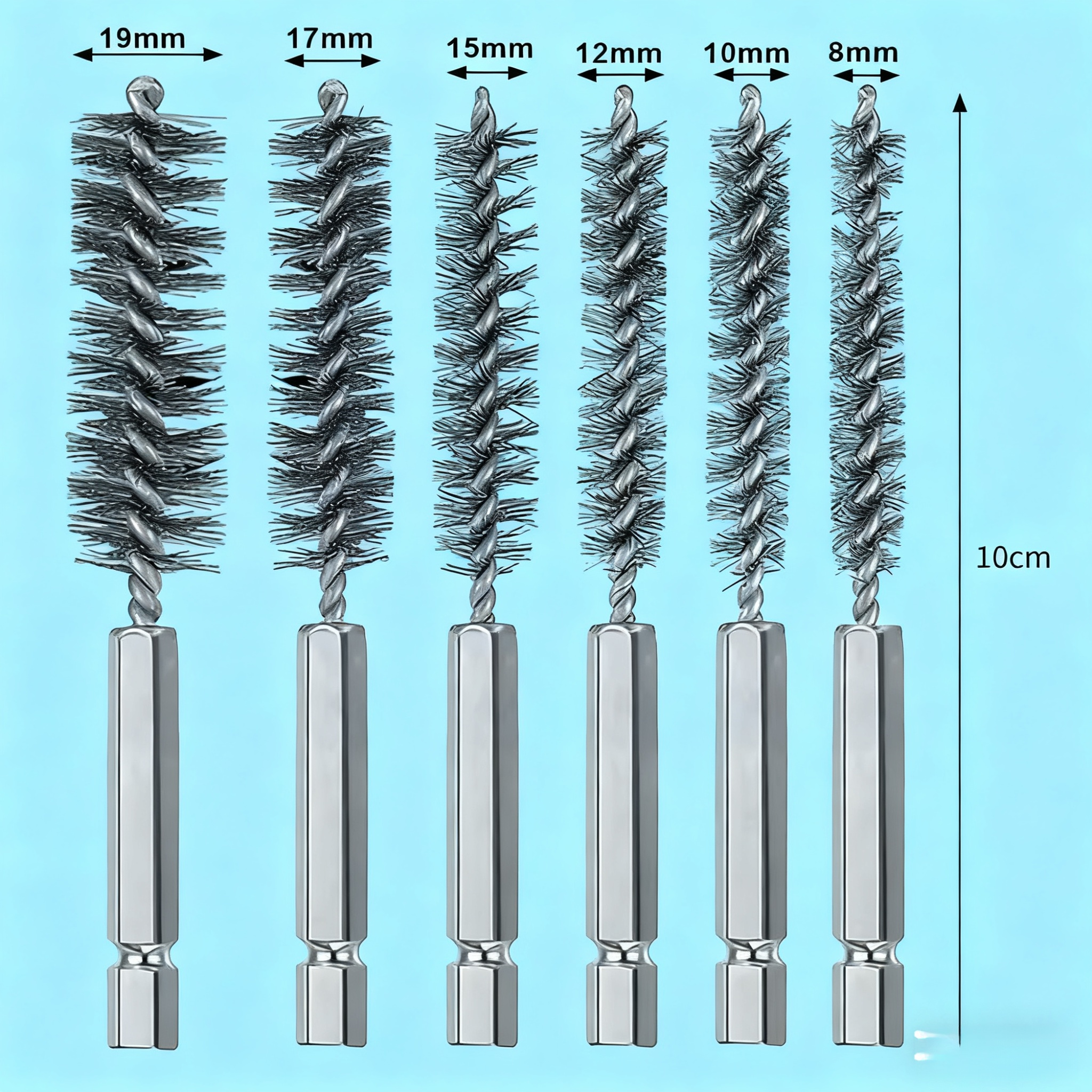  육각 샤프트 내공 제거 녹 제거 및 버 제거 짧은 공구 브러시