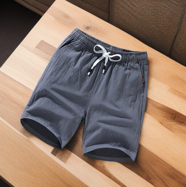 남자 린넨반바지 통기성 허리밴딩 얇은 와이드 비치반바지 면마반바지