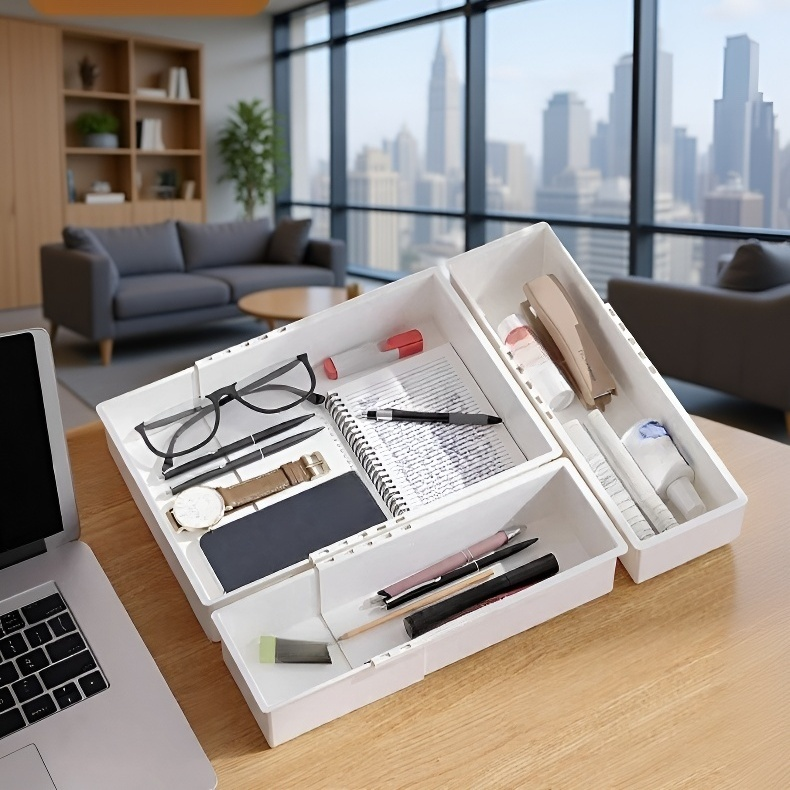 حلول تنظيم المساحات مع درج قابل للسحب