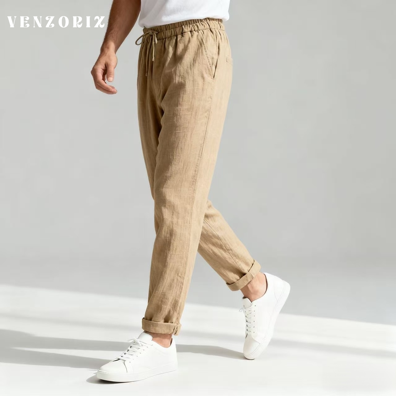 남성용 카키색 캐주얼 바지