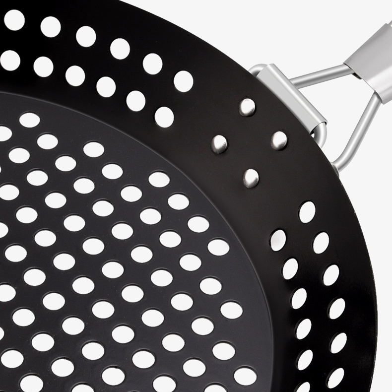 Portable hollow folding handle barbecue plate