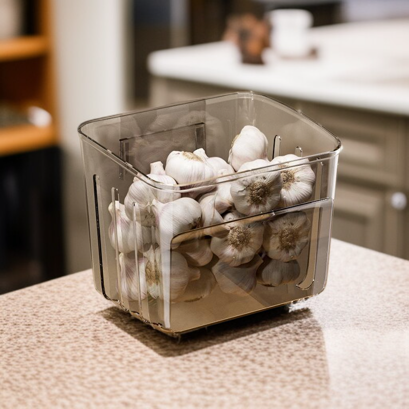 رف تخزين مطبخي معلق للجدار للبصل والثوم والزنجبيل