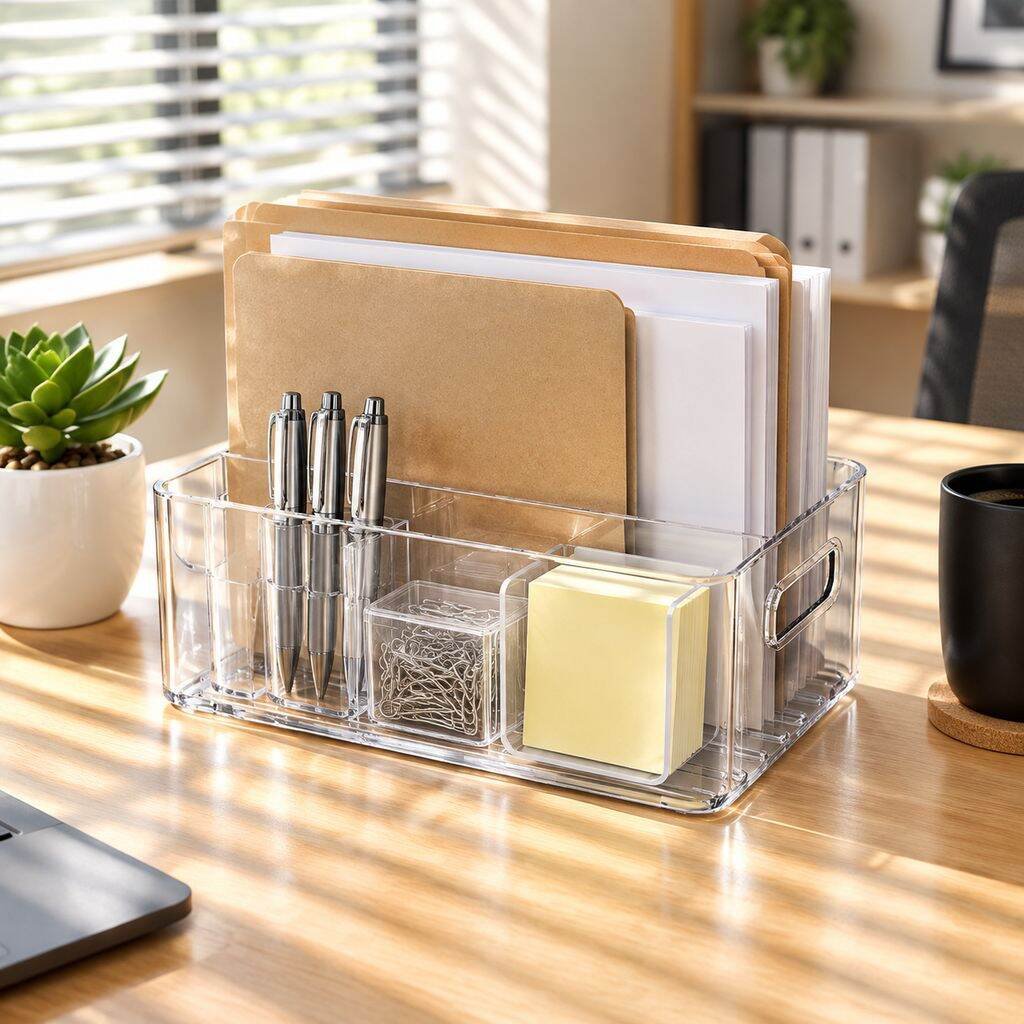 Caja de almacenamiento de documentos de escritorio acrílica transparente