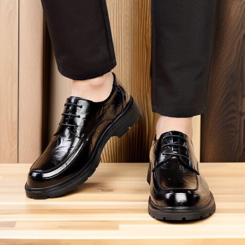 牛革メンズ厚底革靴