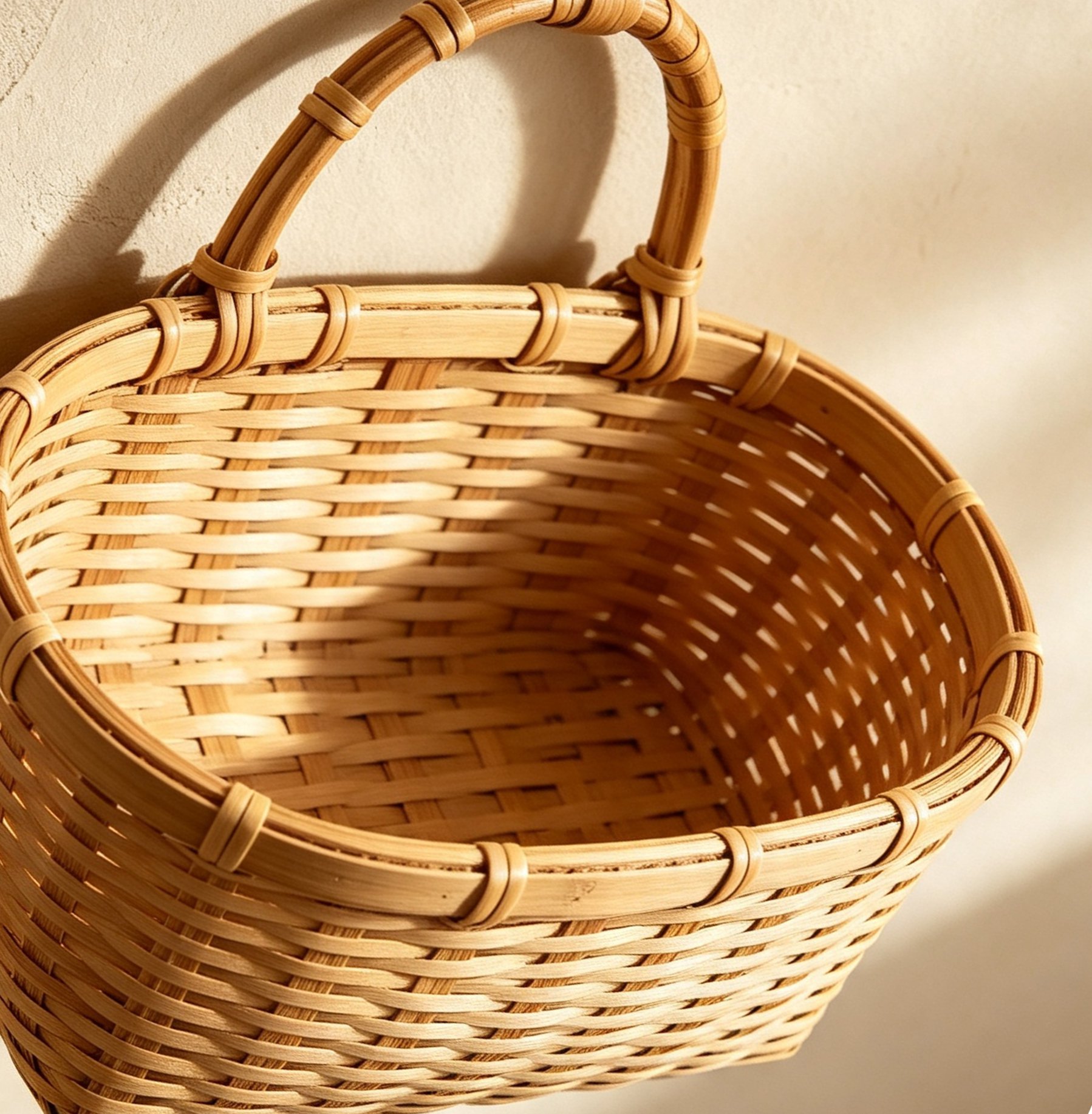 Wall-mounted bamboo woven baskets (5 pieces)