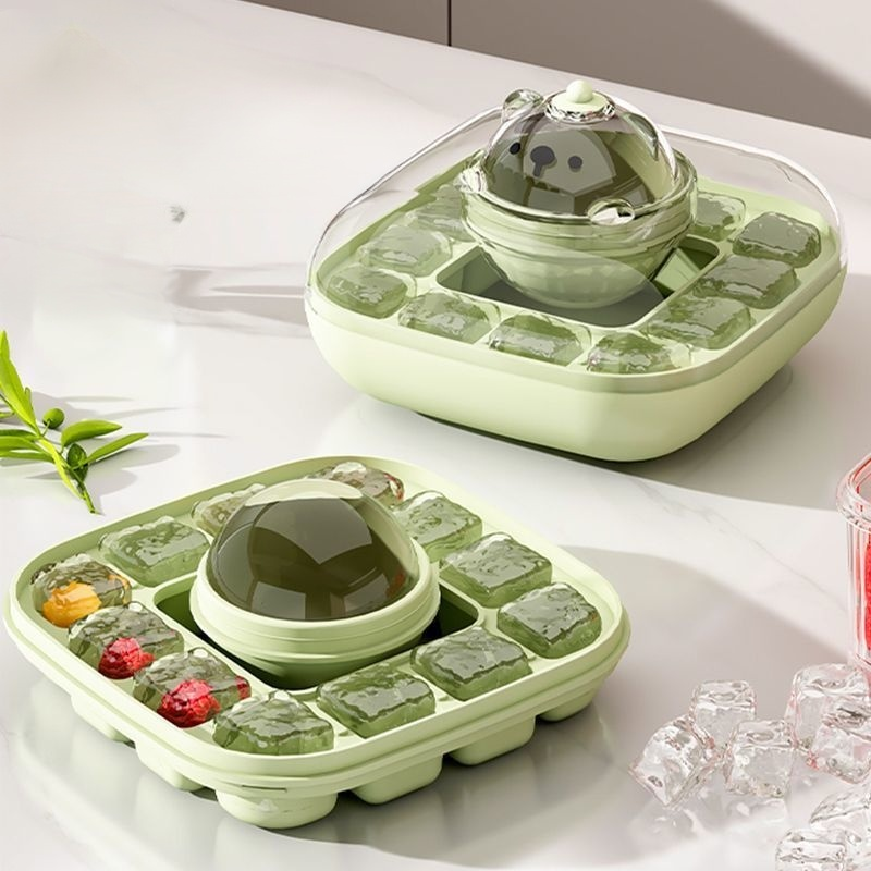 귀여운 곰돌이 아이스 몰드 소프트 바닥 2 in 1 주방 도구