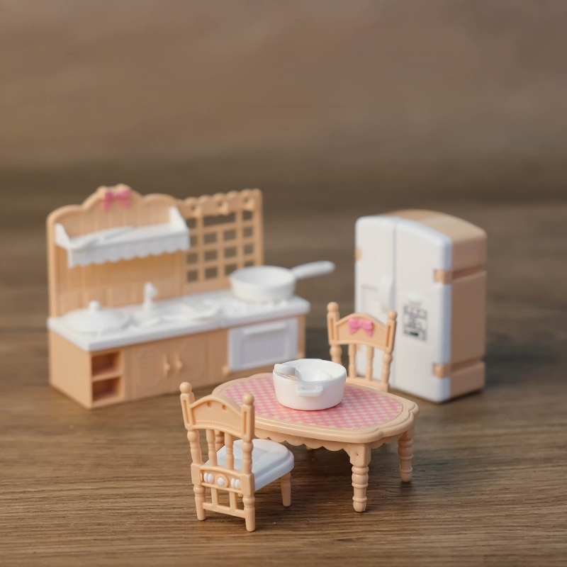 Mini Kitchen and Living Room Dollhouse Decoration Model