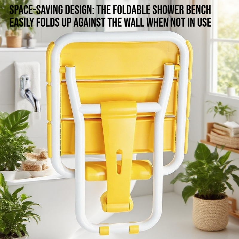 Bathroom fixed on the wall, foldable shower bench
