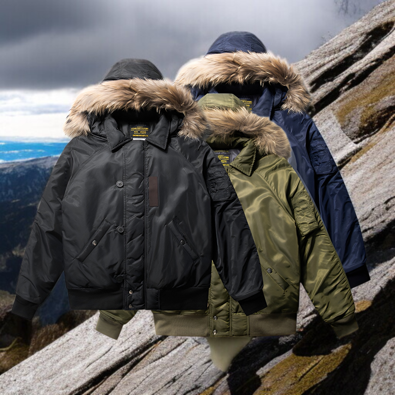防寒N-2Bジャケット 防水加工 フード脱着式 冬用綿入りアウター