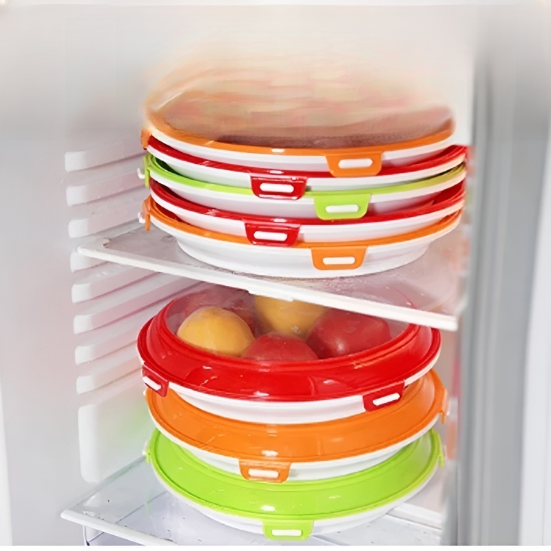 다채로운 색상의 원형 보존 식판