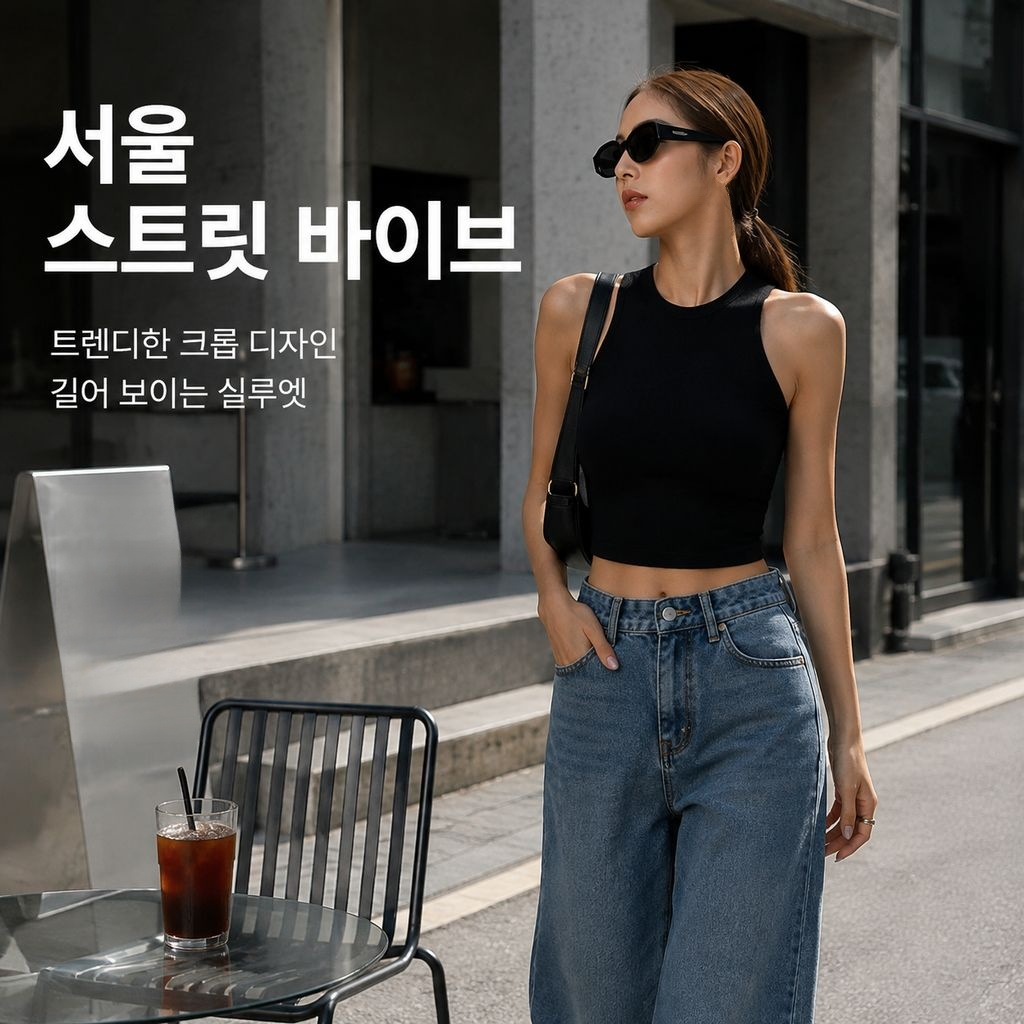 한국 스타일 민소매 상의