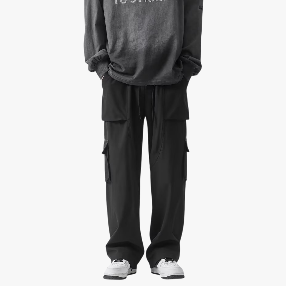 メンズスポーツパンツ メンズ春ストレートレッグパンツ ブラック メンズワークパンツ