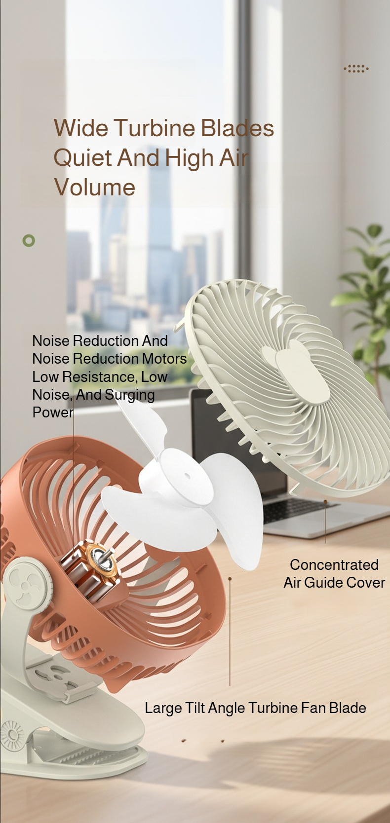 Rechargeable fan with USB charging cable