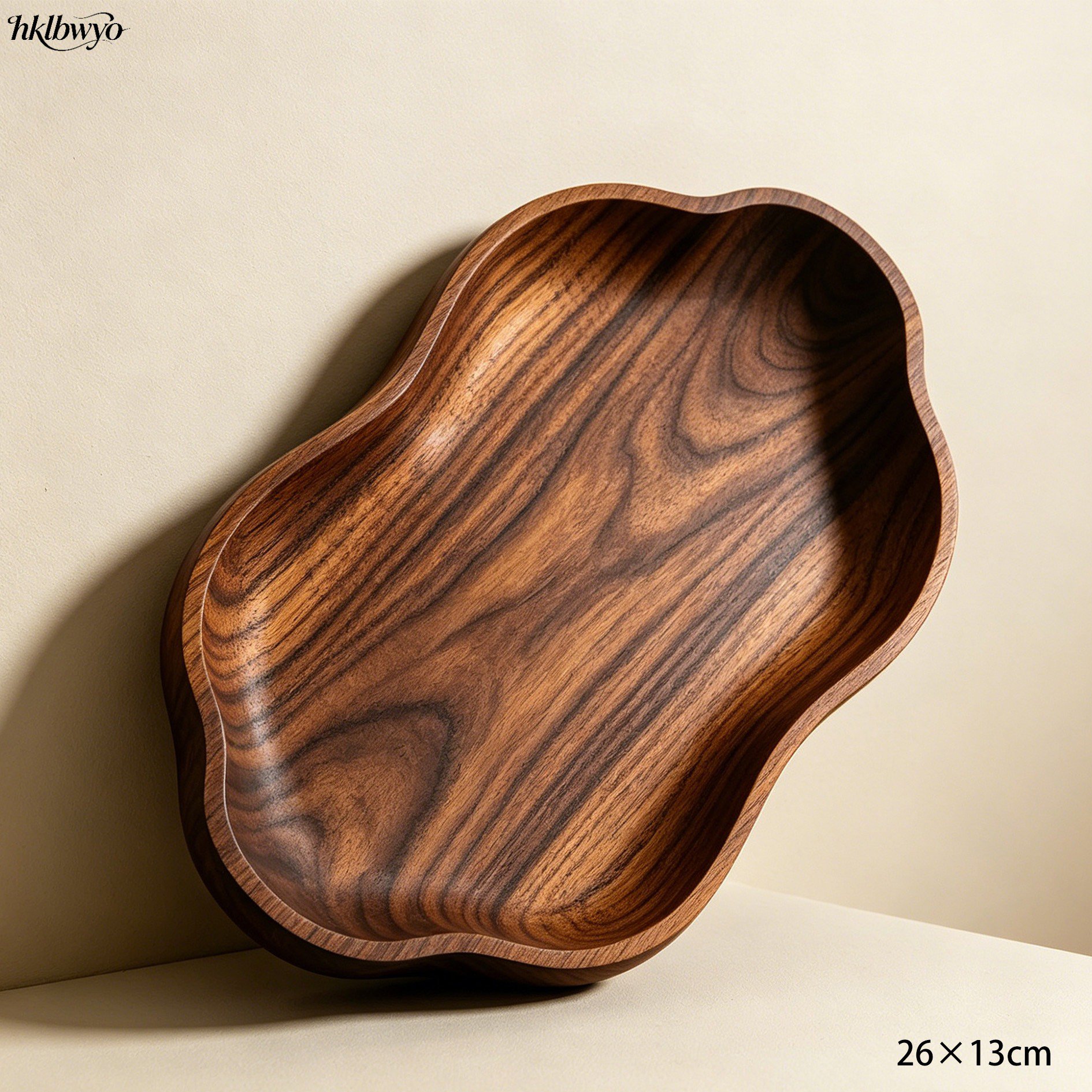 Irregular shaped serving tray with snacks