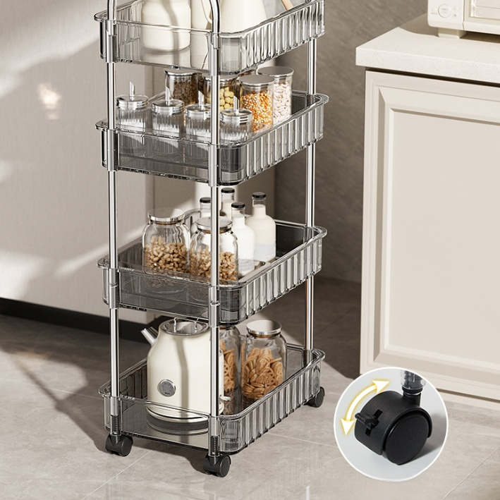 可移動收納儲物架 置地式廚房推車整理架子置物架