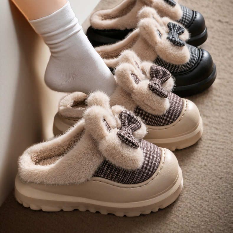 세련된 디자인의 여성 겨울 면 슬리퍼