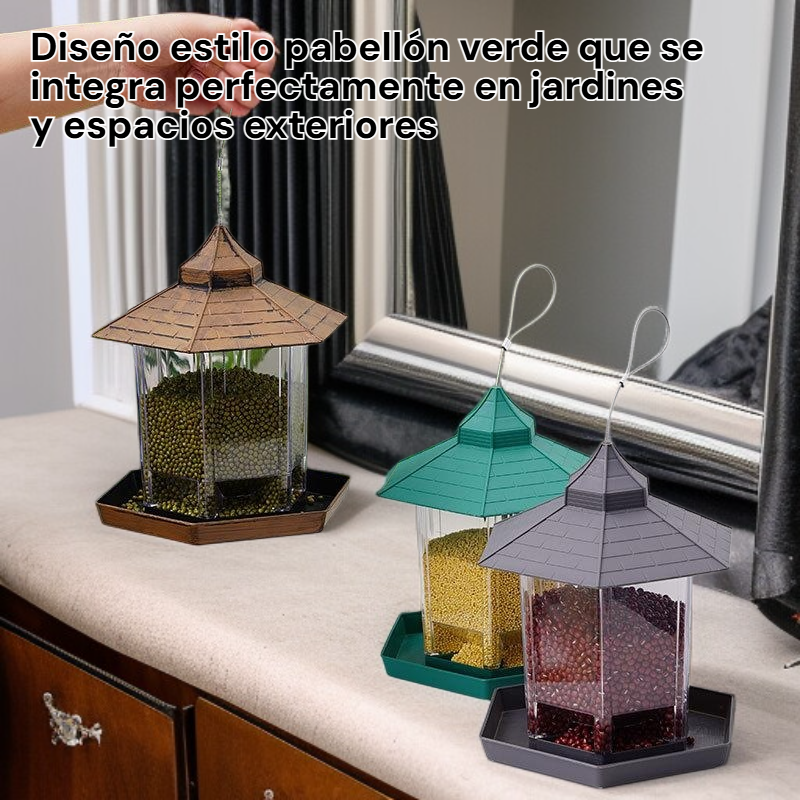 Jaula alimentadora de aves estilo pabellón verde