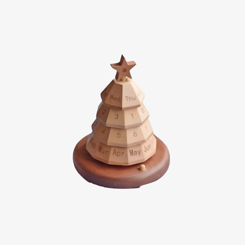 クリスマスツリーカレンダー、クリスマスデコレーション、木製テーブル、ミニクリスマスツリー、カウントダウンカレンダー、オーナメント、回転式パーペチュアルカレンダー、デコレーションカレンダー、クリスマスの