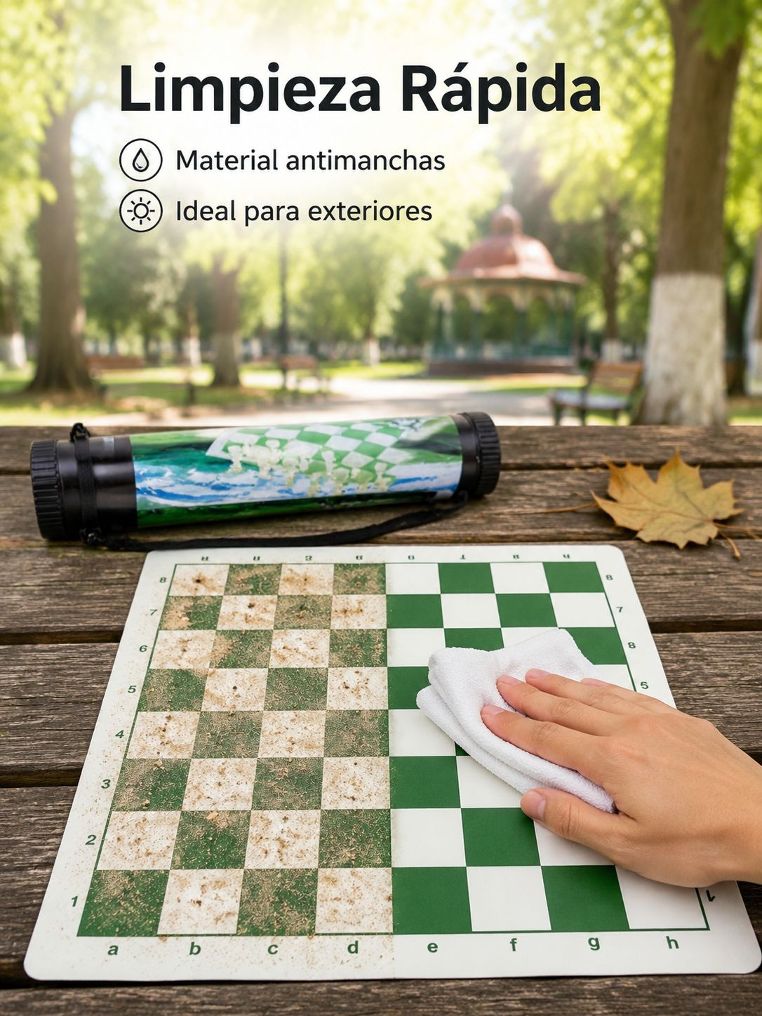 Tablero de ajedrez plegable de cuero elegante